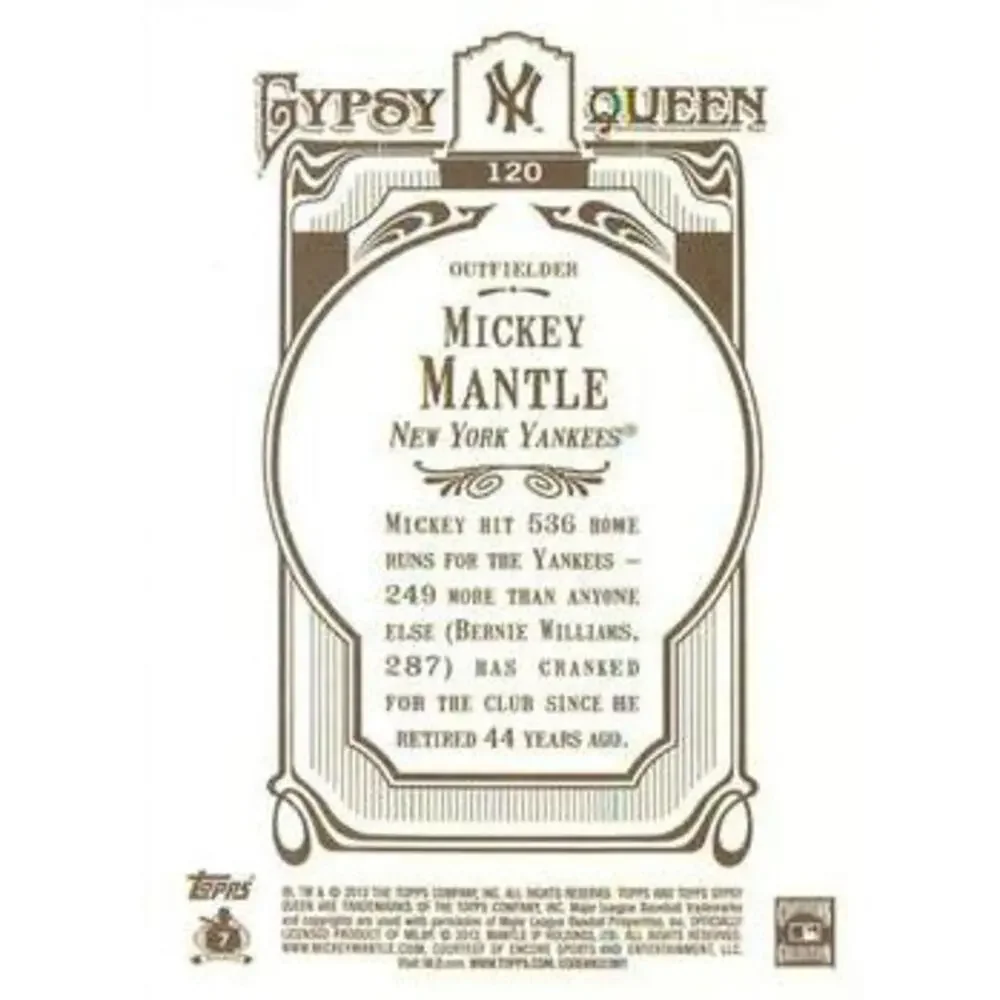2012 Topps Gypsy Queen Mickey Mantle # 120a New York Yankees